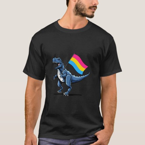 Pansexual Flag Dinosaur Pan Pride LGBT Nonbinary P T_Shirt
