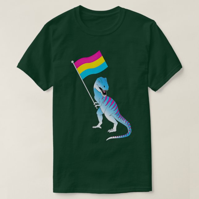 Pansexual Flag Dinosaur Pride LGBQIA Nonbinary Gen T-Shirt (Design Front)