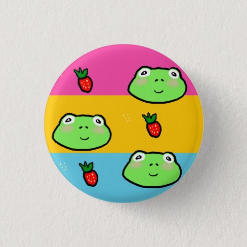 Pansexual Flag Frogcore and Strawberry Lover Button