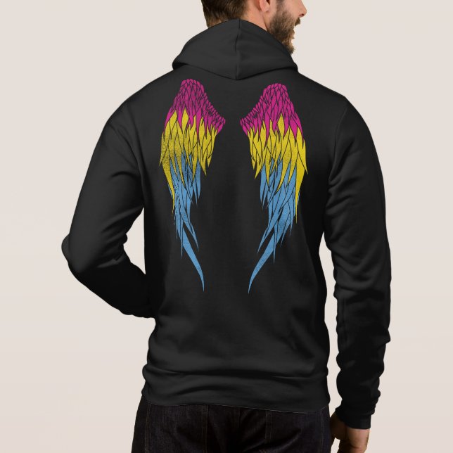 Pansexual Flag - Halo - Wings Hoodie (Back)