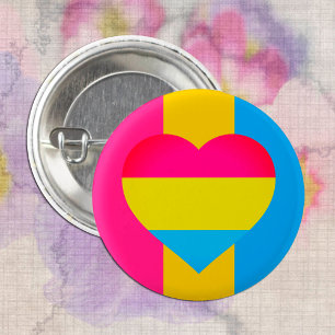 Pansexual Flag, Heart & Pride community / gender Button