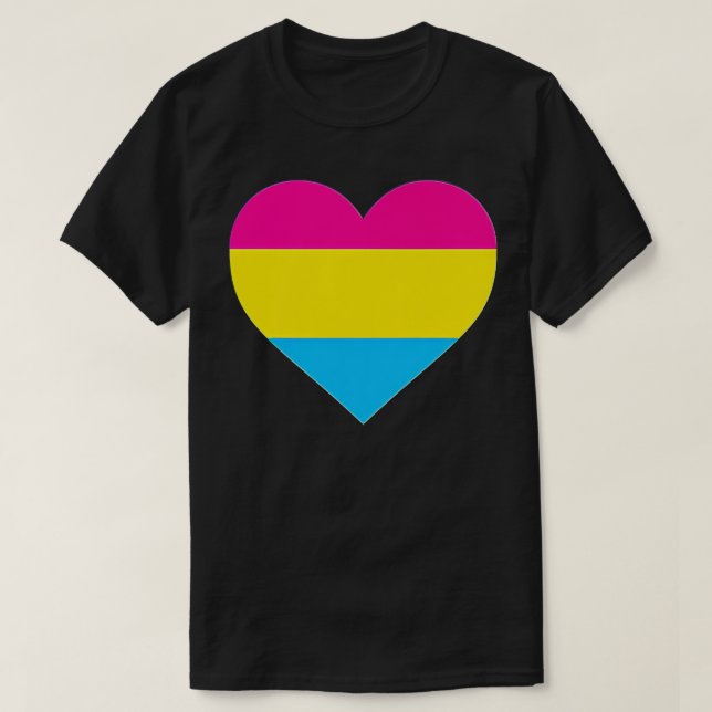 Pansexual Flag  LGB Love Heart Pocket Print  T-Shirt (Design Front)
