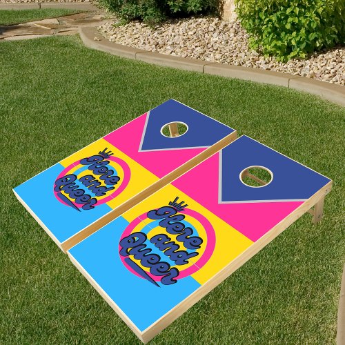 Pansexual Flag _ LGBTQ Here and Queer  Cornhole Set