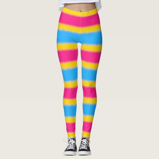 Pansexual Flag Narrow Stripe Leggings (Front)