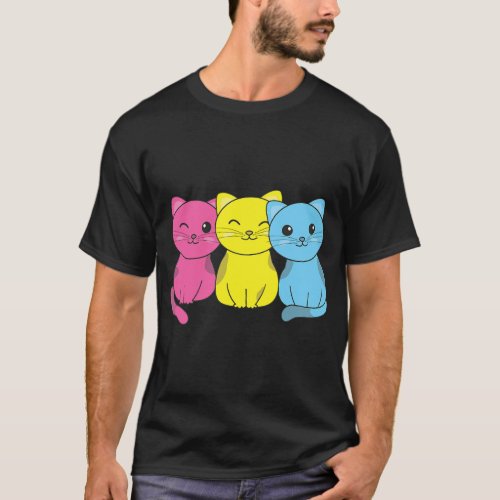 Pansexual Flag Pan Pride LGBTQ Cats Pansexual cat T_Shirt