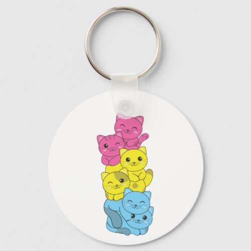 Pansexual Flag Pansexual Pride Lgbtq Cute Cat Keychain