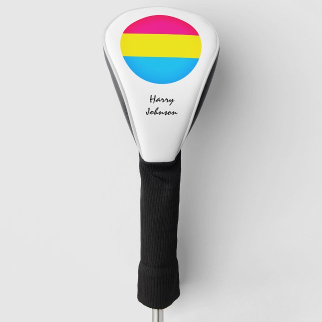 Pansexual Flag & Pride golfing monogrammed / LGBT  Golf Head Cover (Front)