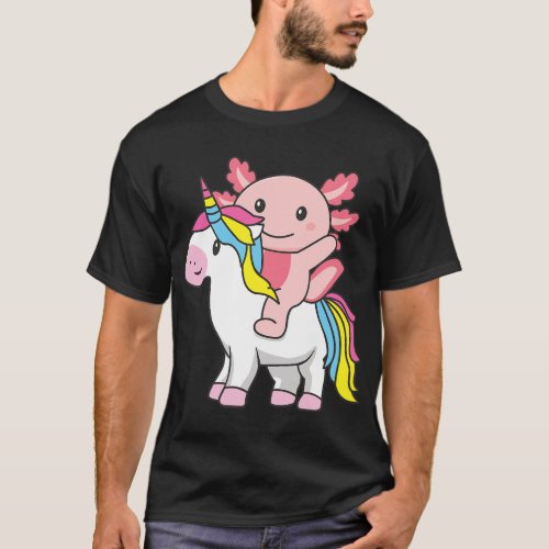Pansexual Flag Pride Lgbtq Axolotl On Unicorn Prid T_Shirt