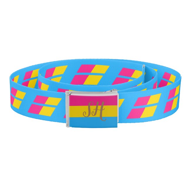Pansexual Flag & Pride monogrammed fashion / flags Belt (Coil)