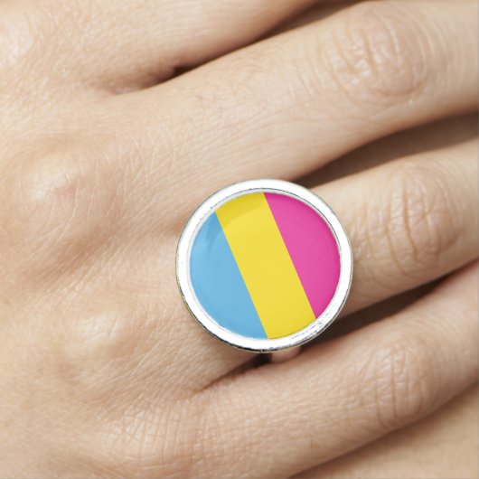 Pansexual Flag Ring (Round) (In Situ)
