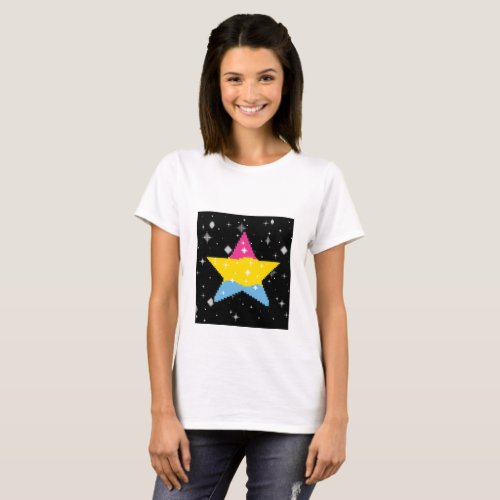 Pansexual Flag Star Pixel Art T_Shirt