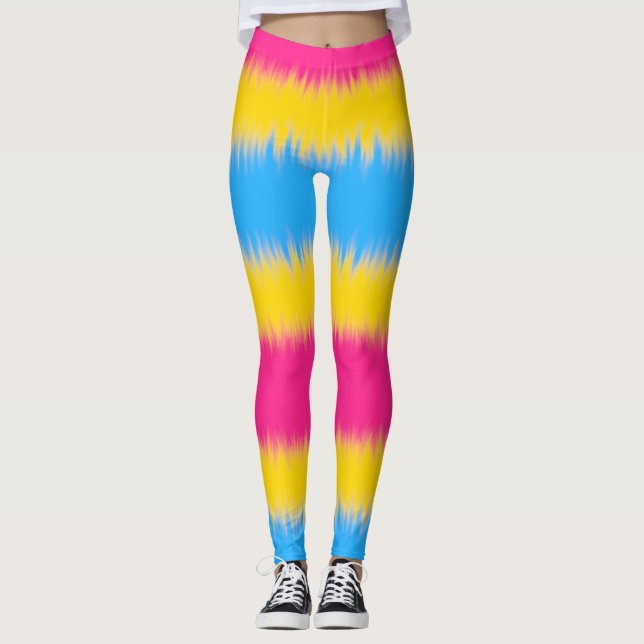 Pansexual Flag Wide Stripe Leggings (Front)