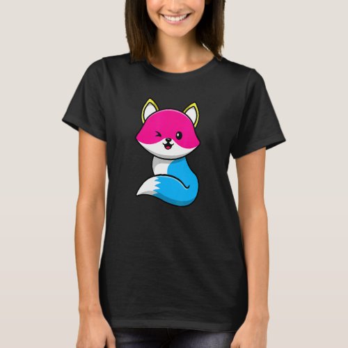 Pansexual Fox Cute Lgbtq Animal Pan Pride Flag T_Shirt
