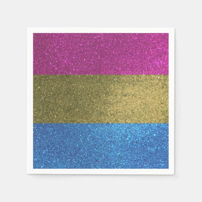 Pansexual Gay Pride Flag Colors Glitter Party Napkins (Front)