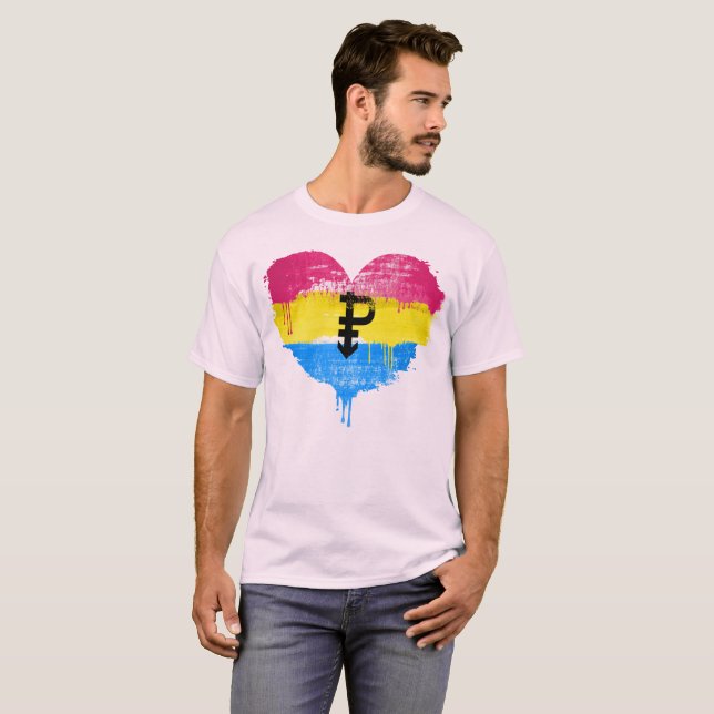 PANSEXUAL HEART - PANSEXUAL LOVE - SYMBOL - T-Shirt (Front Full)