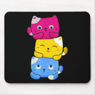 Pansexual Kawaii Cat Anime Art Cute Pan Pride LGBT Mouse Pad