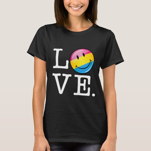 Pansexual Love Smiling Flag T-Shirt (Front)