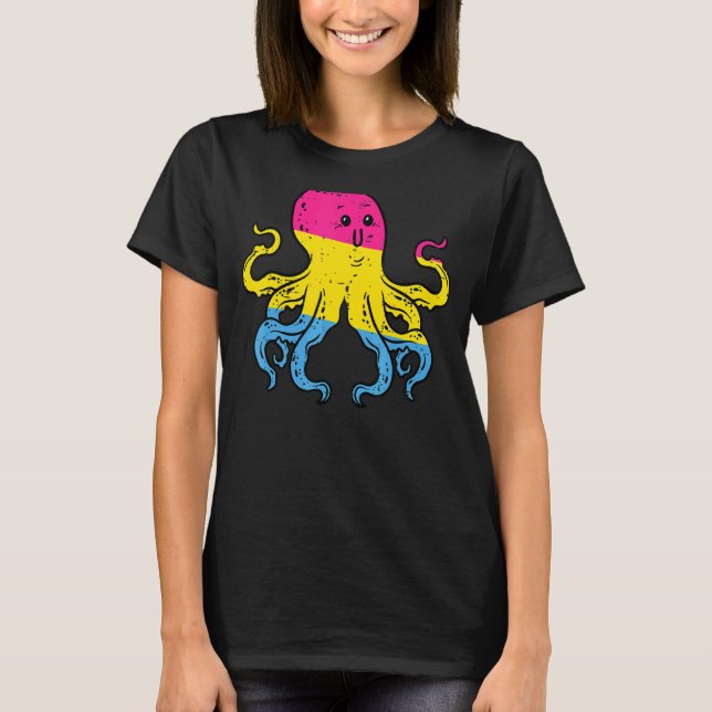 Pansexual Octopus Cute Stuff Pan Pride Flag Lgbtq  T-Shirt (Front)