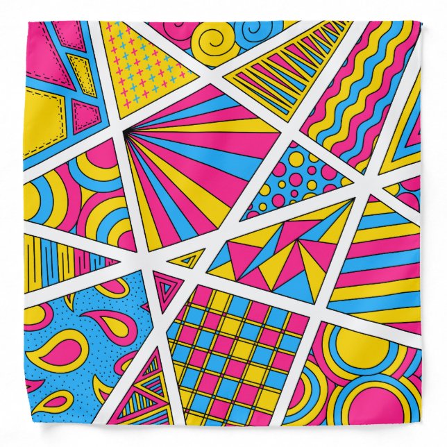 Pansexual Pan Pride Zen Doodle Abstract Modern Bandana (Front)