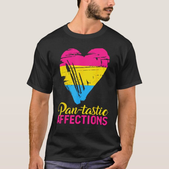 Pansexual Pan tastic Affections Heart Pansexual Fl T-Shirt (Front)