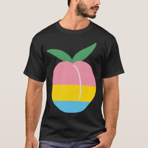 Pansexual Peach LGBTQ Pride Flag Cottagecore Kawai T_Shirt