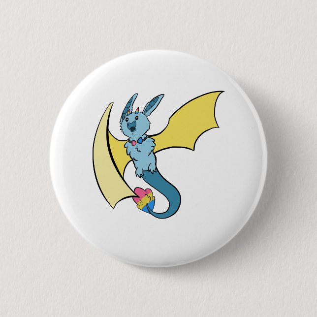 Pansexual Pride Bat Dragon Button (Front)