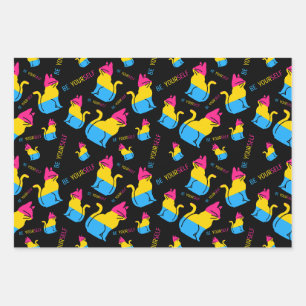 Pansexual Pride Cat - Be Yourself Wrapping Paper Sheets