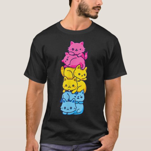 Pansexual Pride Cat LGBT Pan Flag Nonbinary Cute C T_Shirt