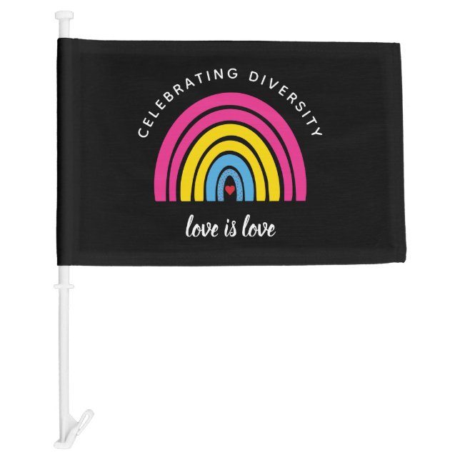 Pansexual Pride Celebrating Diversity Love Is Love Car Flag (Front)