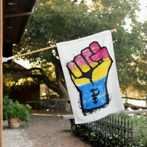 Pansexual Pride Fist House Flag