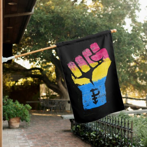 Pansexual Pride Fist House Flag