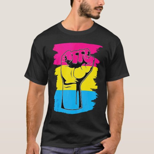 Pansexual Pride Fist Pansexuality Flag Queer Pan P T_Shirt