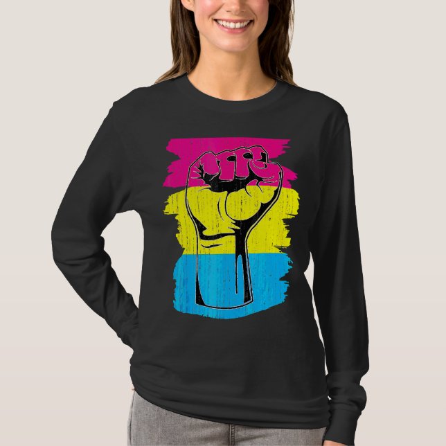 Pansexual Pride Fist Pansexuality Flag Queer Pan P T-Shirt (Front)