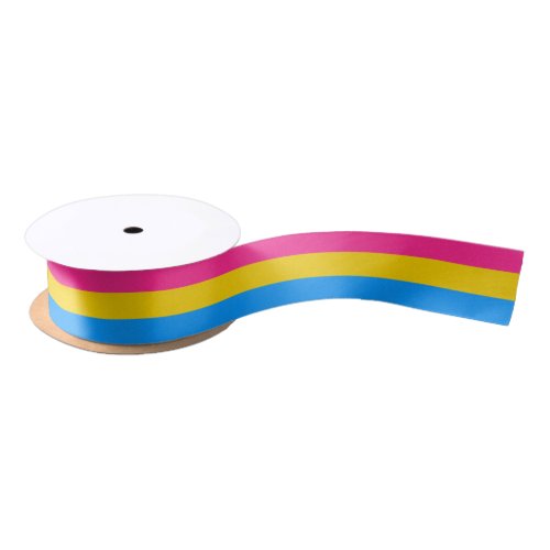 Pansexual Pride Flag Colored Background Satin Ribbon