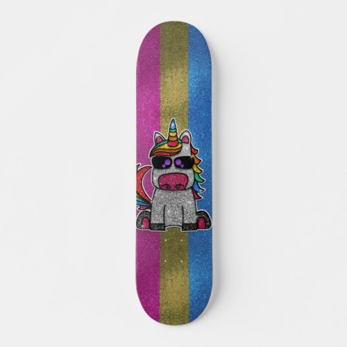 Pansexual Pride Flag Glitter Unicorn Sk8r Dope Skateboard