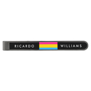 Pansexual Pride flag Gunmetal Finish Tie Bar