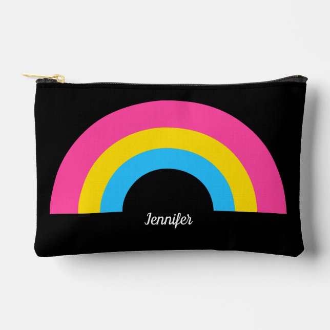 Pansexual Pride Flag Rainbow Personalized Black Accessory Pouch (Front)