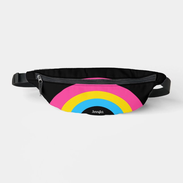 Pansexual Pride Flag Rainbow Personalized Black Fanny Pack (Front)