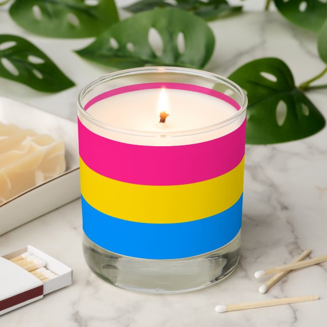 Pansexual Pride Flag Scented Candle (Lit)