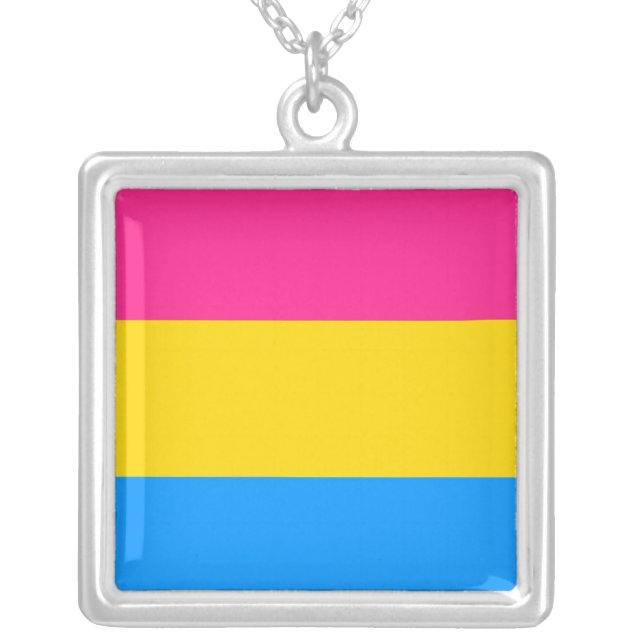 Pansexual Pride Flag Silver Plated Necklace (Front)