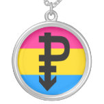 Pansexual Pride Flag Silver Plated Necklace at Zazzle