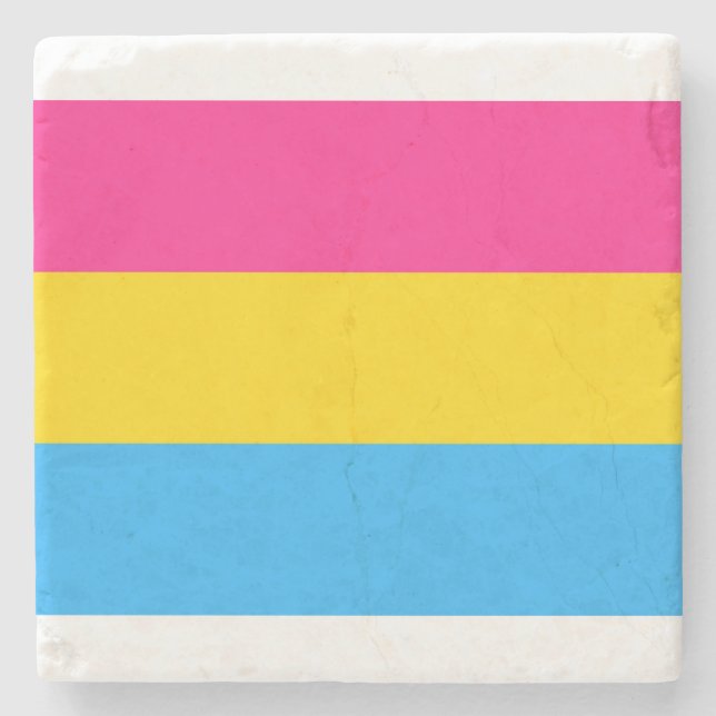 Pansexual Pride Flag Stone Coaster (Front)