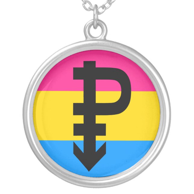 PANSEXUAL PRIDE FLAG STRIPES DESIGN SILVER PLATED NECKLACE (Front)