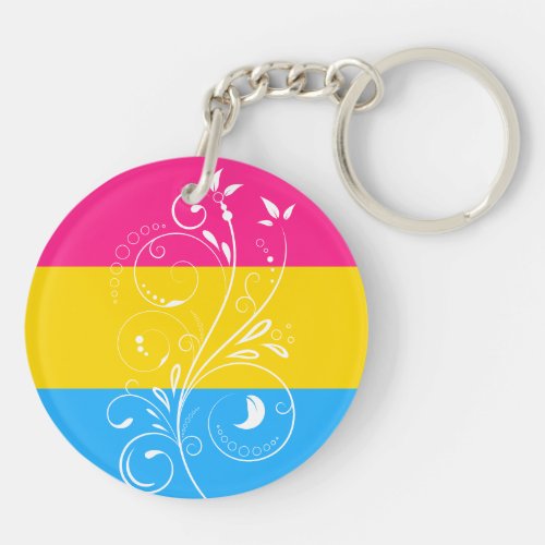 Pansexual Pride Flag Vintage Floral Bloom Keychain