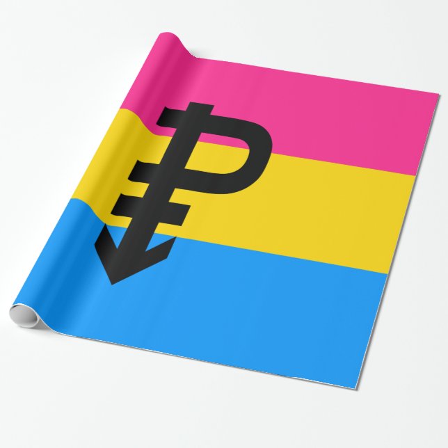 Pansexual Pride Flag Wrapping Paper (Unrolled)