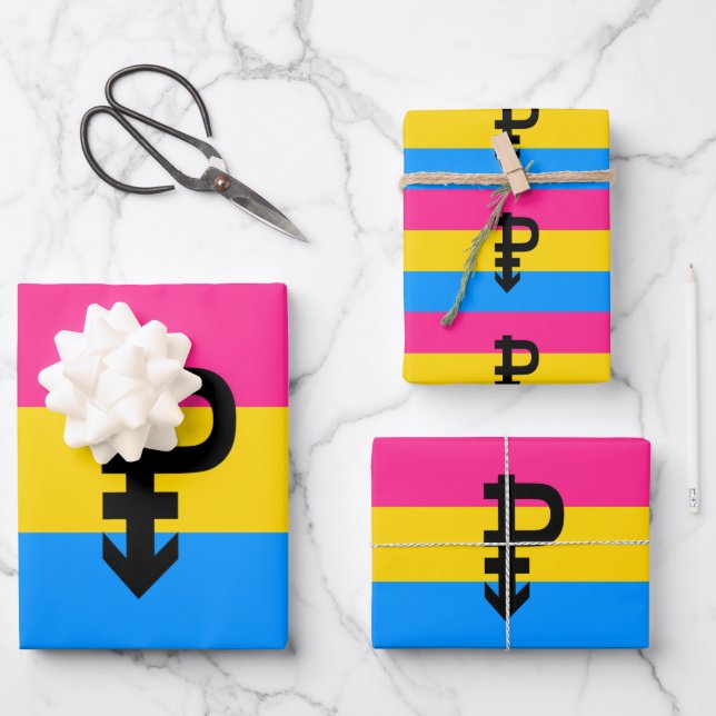 Pansexual Pride Flag Wrapping Paper Sheets (Front)