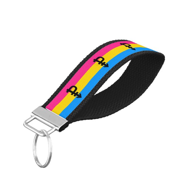 Pansexual Pride Flag Wrist Keychain (Angled Down)