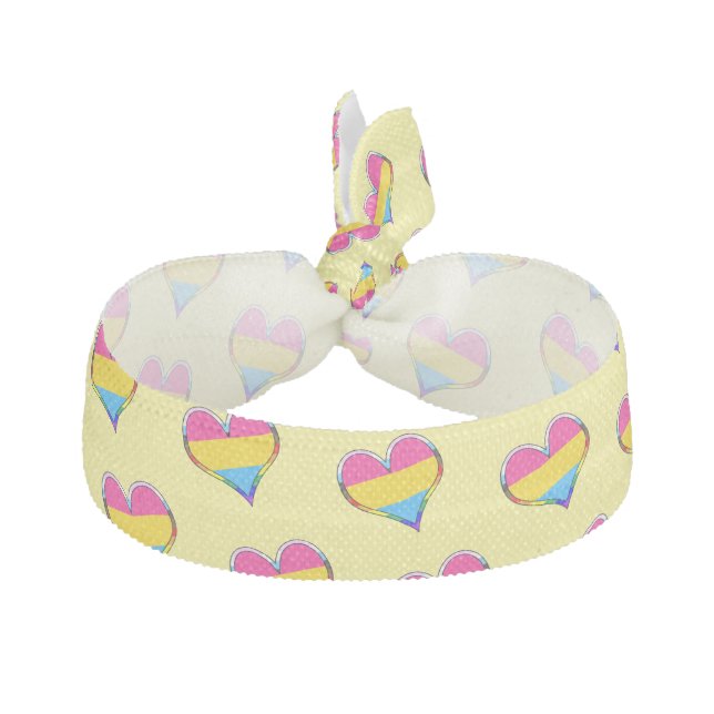 Pansexual Pride Heart Pattern Elastic Hair Tie (Front)