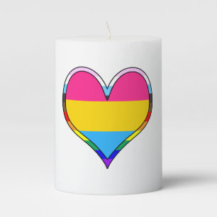 Pansexual Pride Heart Pillar Candle