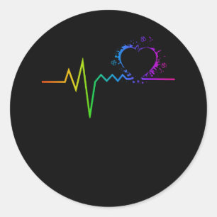 Pansexual Pride Heartbeat LGBT Gay Pride Classic Round Sticker